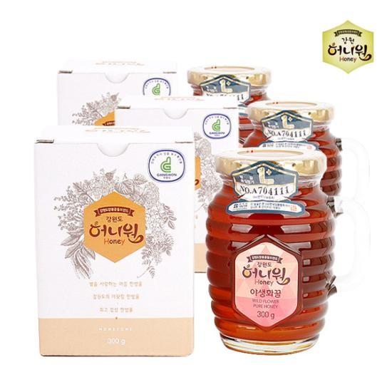 허니원 야생화(잡화) 벌꿀 핸들컵 300g 3병