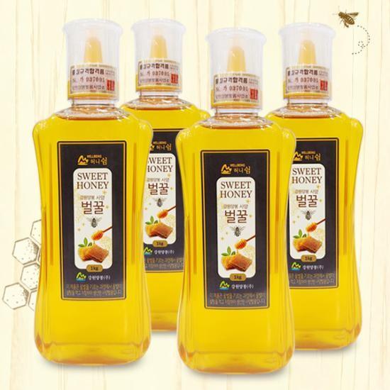 강원양봉 허니쉼 사양벌꿀 1kg 4통(튜브)