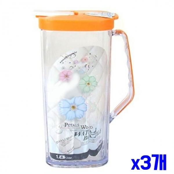 사각형 손잡이 투명물병 1.8L-색상랜덤 x3개