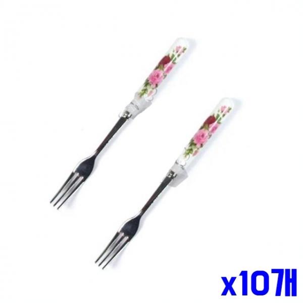 장미 손잡이 티포크 2p 14.5cm x10개 손님용포크