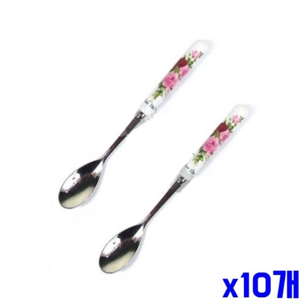 장미 손잡이 티스푼 2P 14.5cm x10개 디저트스푼