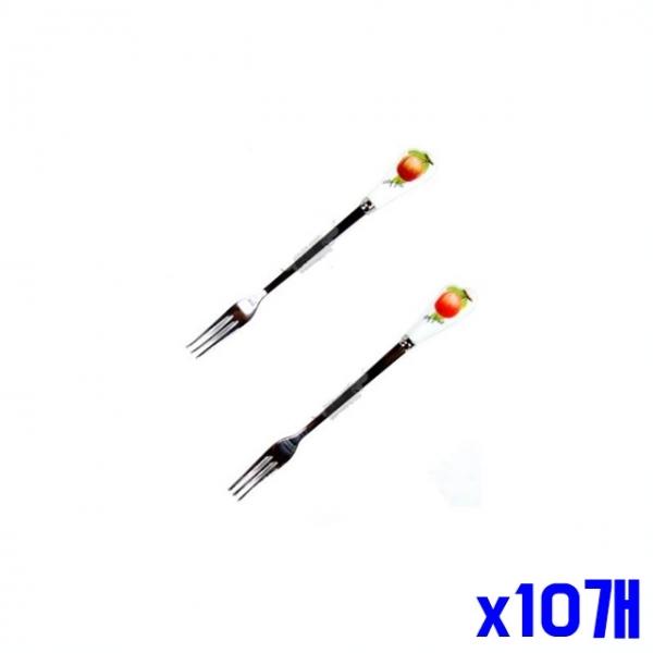 복숭아 디자인 티포크 2P x10개 손님용포크 과일포크
