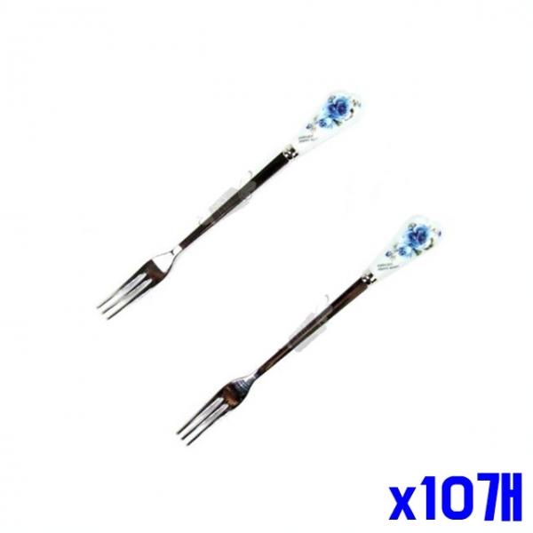 블루 컬러 티포크 2P x10개 손님용포크 디저트포크