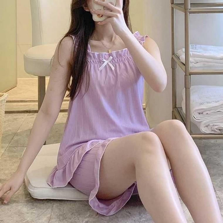 여자여름파자마추천 상하의 파자마 잠옷 나시 세트 여름 반바지 프릴 여름여자잠옷 여자