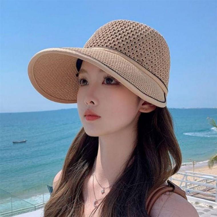 러블리 레터링 장식 업매쉬 볼캡 선캡 모자 여름 예쁜 밀집 여성 선캡 밀짚 면 여름 벙거지 모자 여자