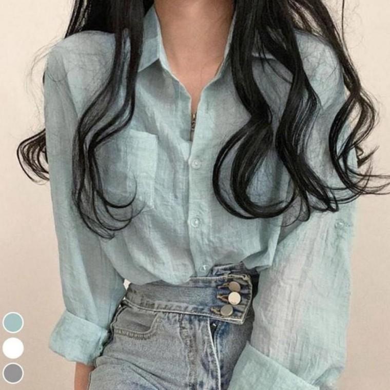 베이직 롱슬리브 여성 여름 셔츠 여성셔츠 쿨 여성블라우스 롱블라우스 여성의류 여름의류