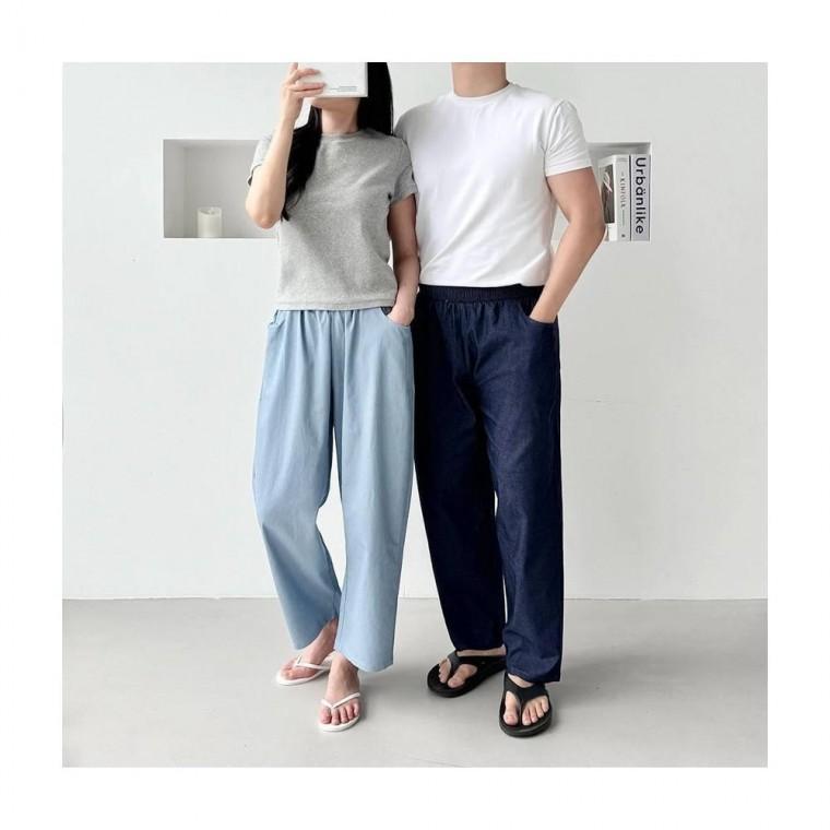 루미나D 여름 여성 시어서커 남여공용 데일리 바지 와이드팬츠
