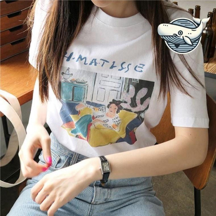 여성 여름 프린팅 면티셔츠 감각적 디자인 반팔티 라운드 여름 프린 예쁜 여성 팅 넥 여자 티셔츠 트