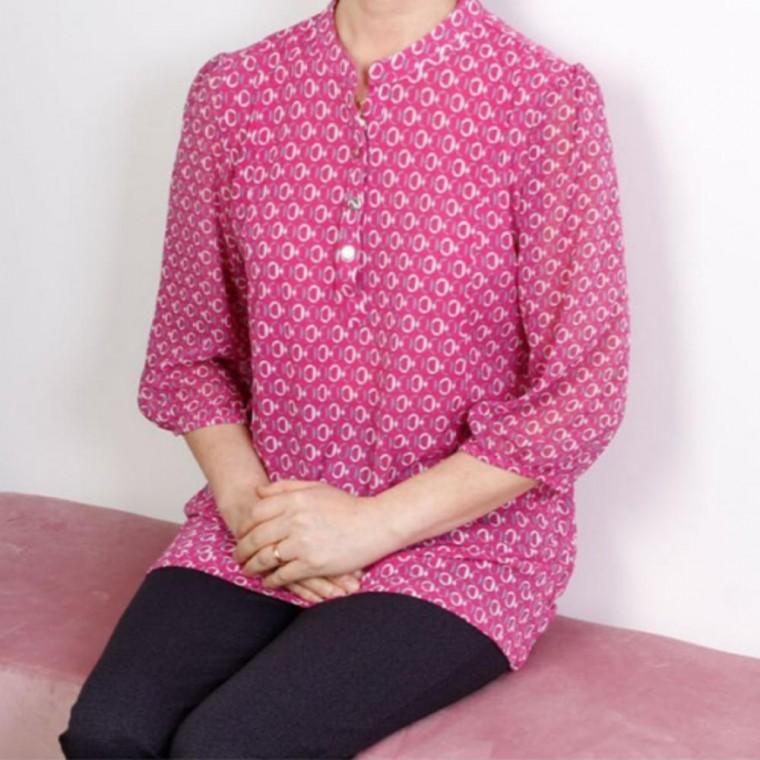 여름 여성 여성티 블라우스 차이나카라 여성티셔츠 여름블라우스 쉬폰 중년 시원한 어머님 7부 남방 원픽