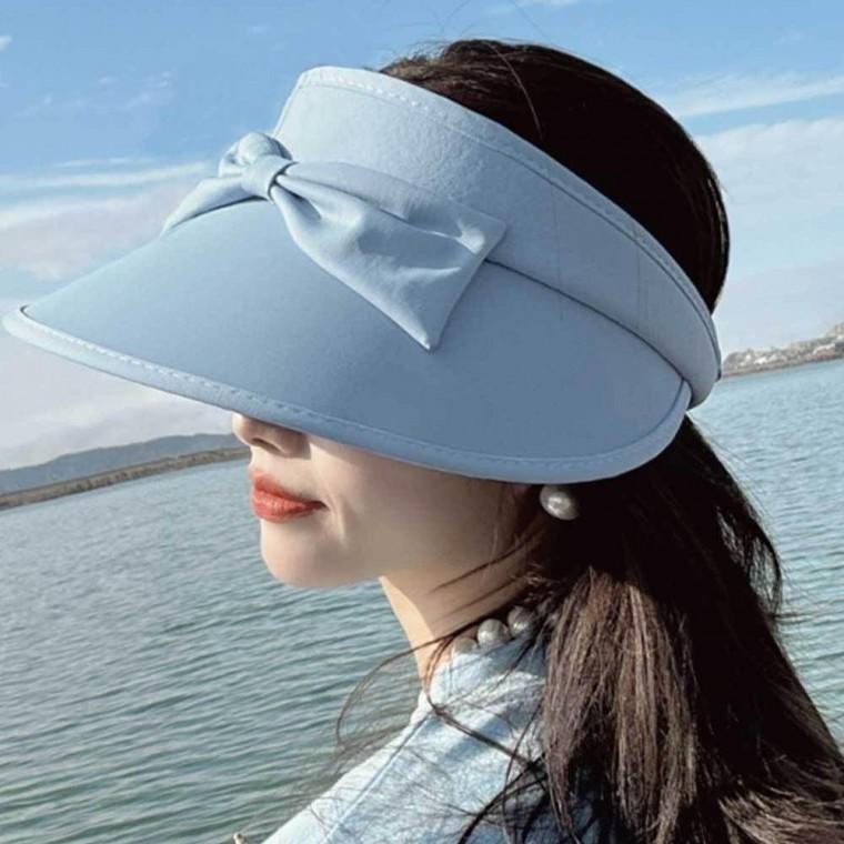 여성 돌돌이 썬캡 리본 여름챙모자 여성챙모자 여성 챙모자 자외선차단모자 여름