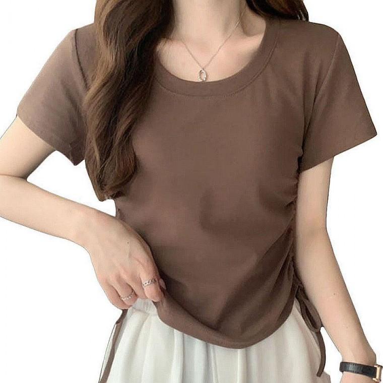 셔링 반팔티 데일리 여자 여름 크롭 티셔츠 옷 반팔 여자 여성 여름 티셔츠 오버핏