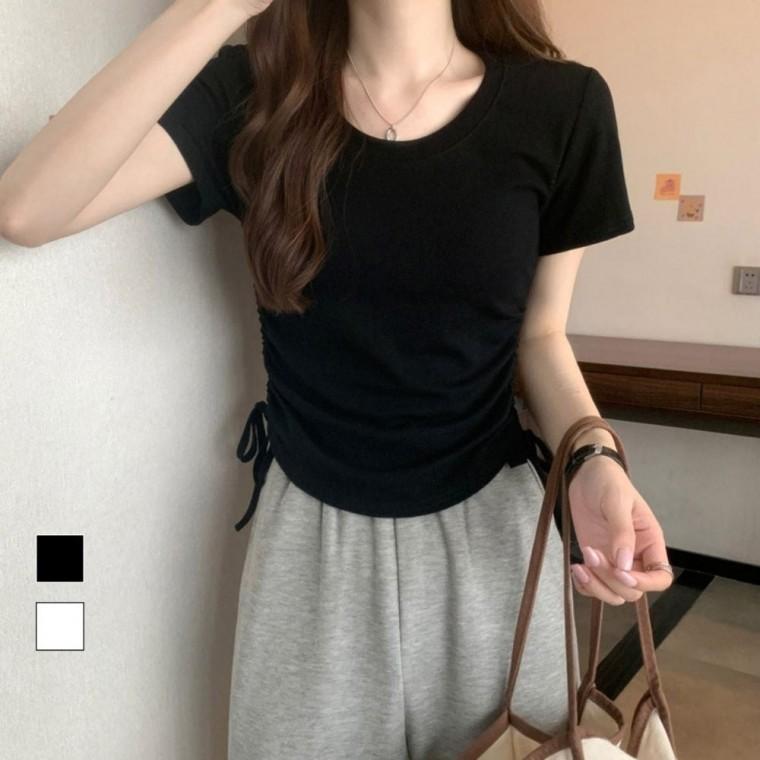 세미크롭 여자반팔면티 프린팅반팔티 여름패션 크롭탑 여자여름반팔티