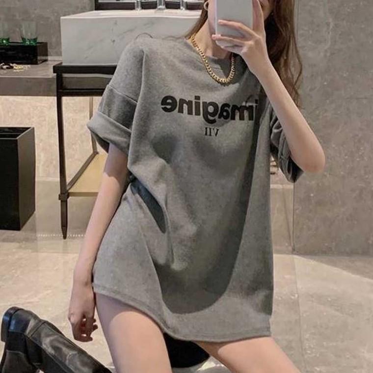 여성여름티셔츠 여성면티 노브라티 여름맨투맨 오버핏티셔츠 반팔티셔츠