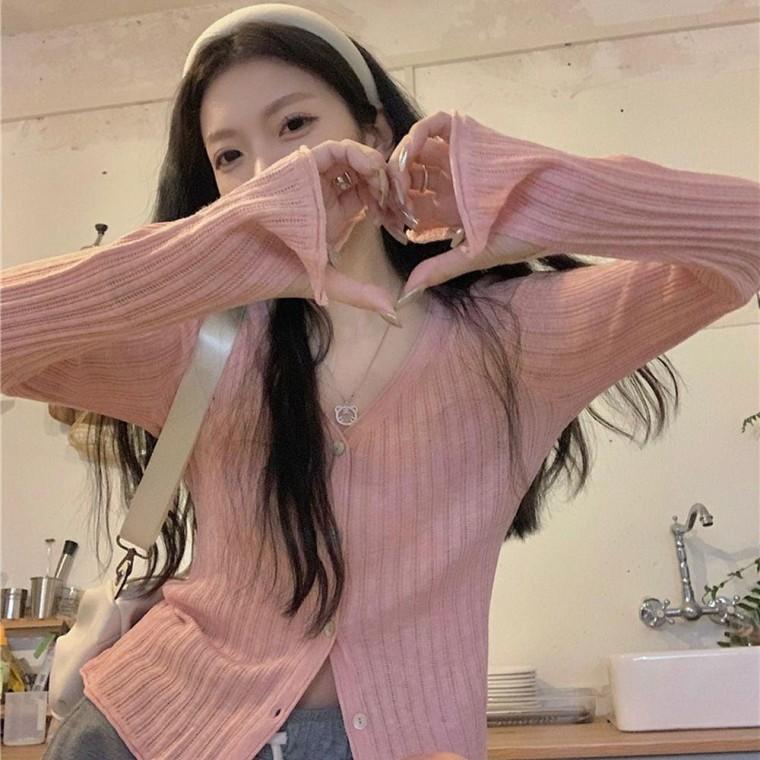 여성가디건 슬림핏가디건 쿨링가디건 긴팔여름가디건 긴팔 비스 슬림핏 가디건 브이넥 여성 여름