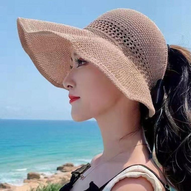 여름 니트 여성용 베이지 벙거지 여름 플로피 모자 버킷햇 챙넓은 여성 벙거지