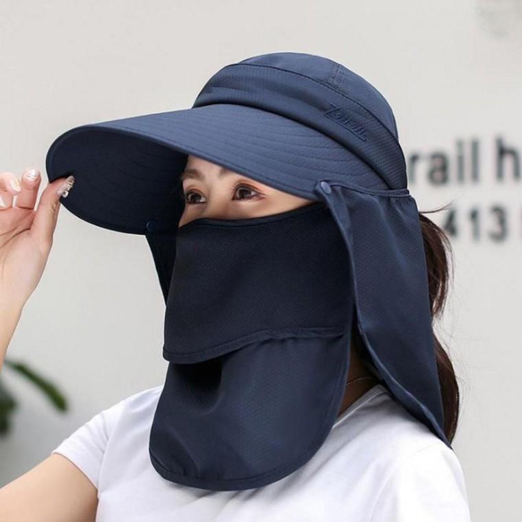 여름 돌돌이썬캡 네이비 여성 완전무장 썬캡 쉴드업 넥커버 여름모자 돌돌이 여자모자 접이식 와이드