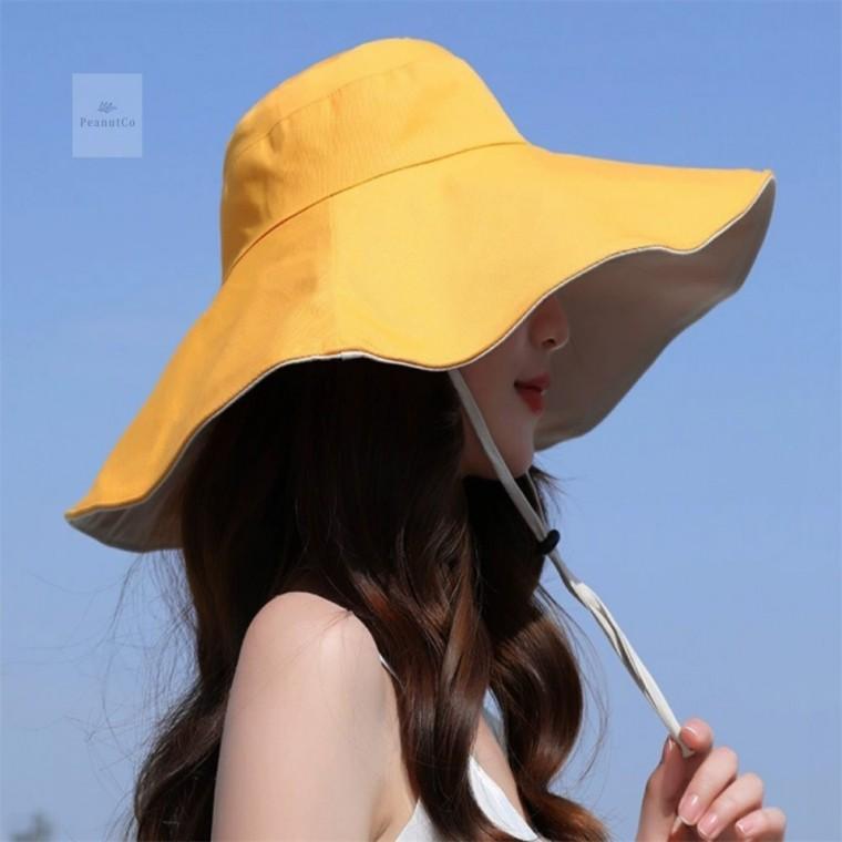 양면 버킷햇 옐로우 베이지 여성용여름모자 챙긴모자 여성여름모자