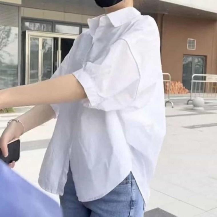 여성여름셔츠 여자블라우스 여름블라우스 언발 반팔 셔츠