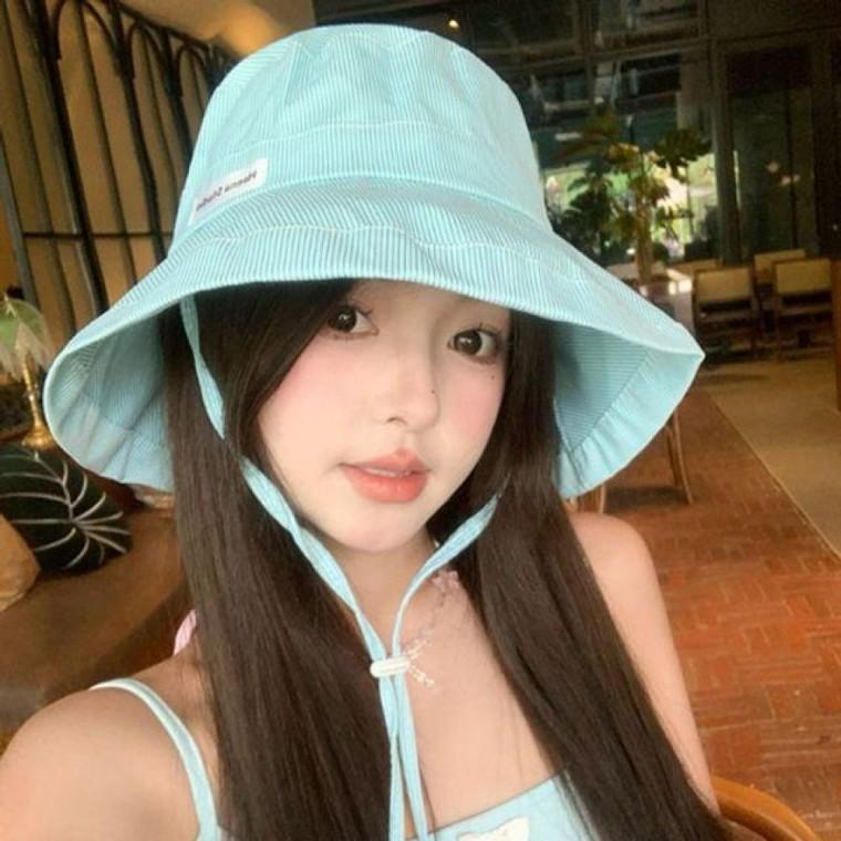소프트 사선 컬러 벙거지 선캡 모자 여름 모자 벙거지 여성 썬캡 선캡 면 예쁜 밀짚 여자 사파리