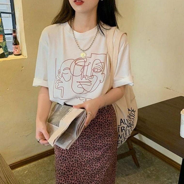 여자 반팔티 티셔츠 여름 캐주얼 오버핏 여름 반팔 기본티 여자 티셔츠
