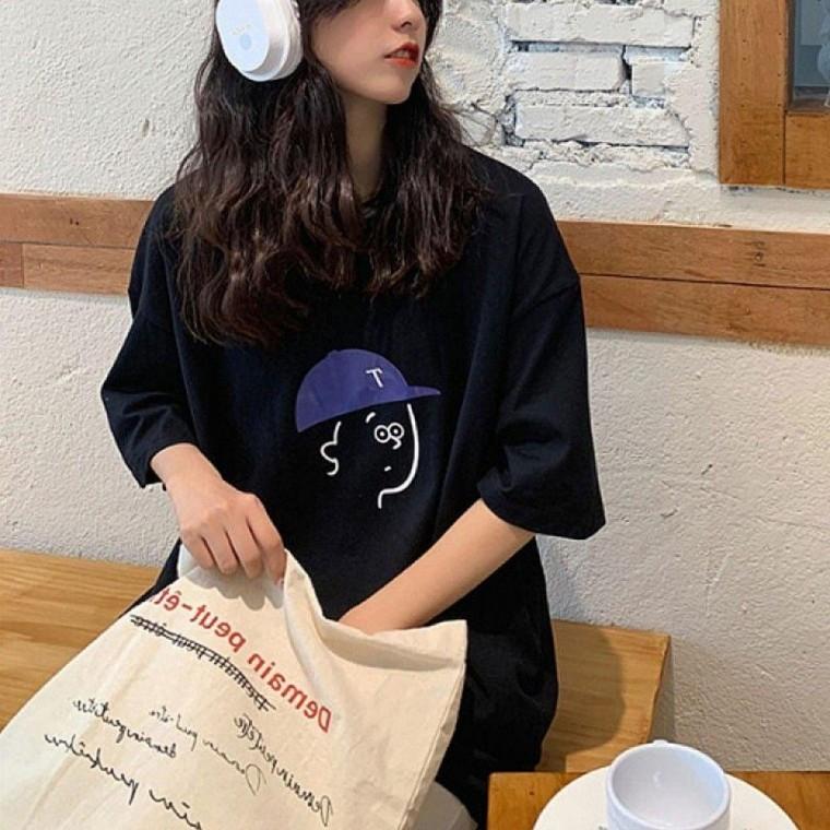 여자 프린팅 티셔츠 반팔 캐주얼 여름 여름 기본티 반팔 오버핏 여자 티 티셔츠