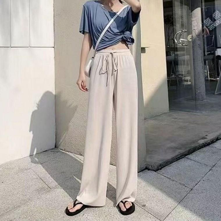 여성여름바지 여성와이드바지 밴딩 골지 와이드팬츠 여름 바지 통바지 와이드
