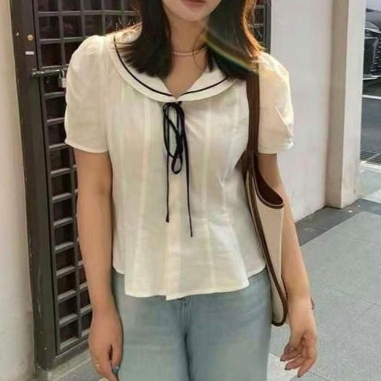 블라우스 여성 세일러카라 사랑스러운 여름 반팔 3색 여성의류 여름패션