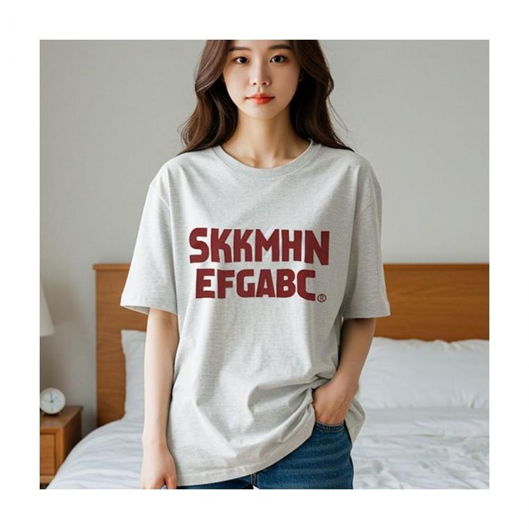루미나D 여름 여성 면 셔츠 레터링 기본 루즈핏 반팔 티