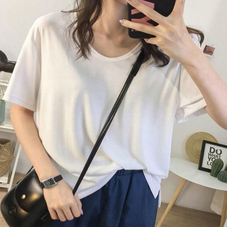 U넥 여성반팔티셔츠 루즈핏 여름 U넥티셔츠 반팔티셔츠 여름티셔츠 데일리