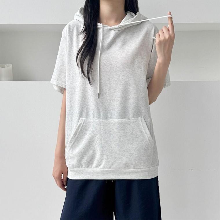 후드 티셔츠 반팔후드 여성 캐주얼 반팔티 여름 반팔티셔츠 여름후드 포켓