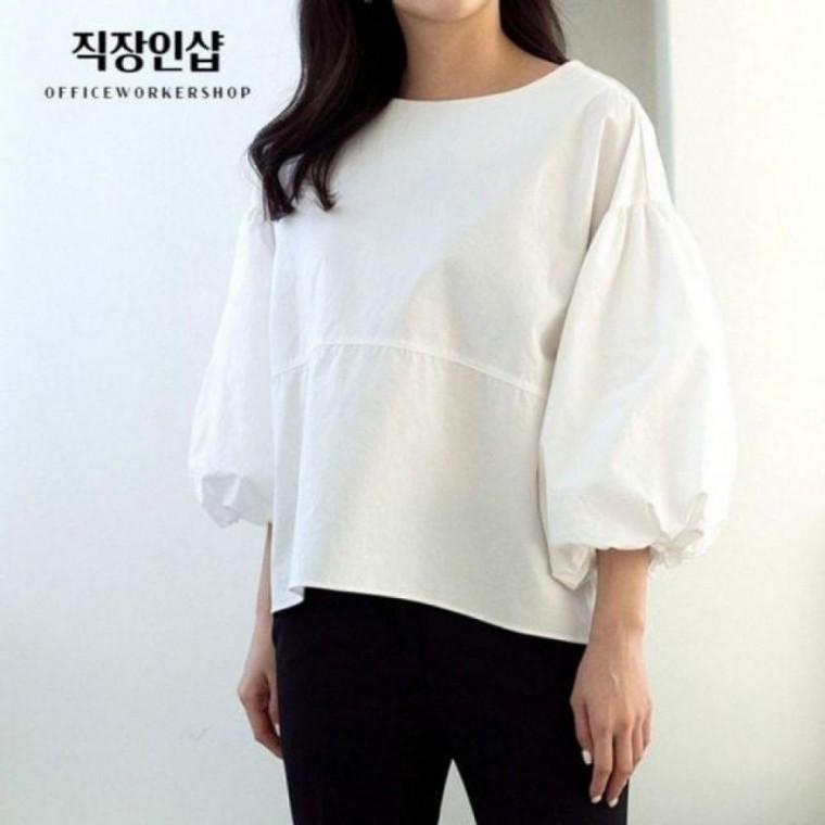 직장인샵 벌룬소매블라우스 여름블라우스 블라우스 퍼 블라우스 퍼프 여성 여름