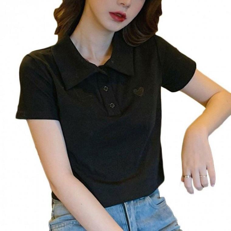 반팔티 크롭티 여름 카라 티셔츠 여자 반팔 기본티 크롭 티셔츠 여름