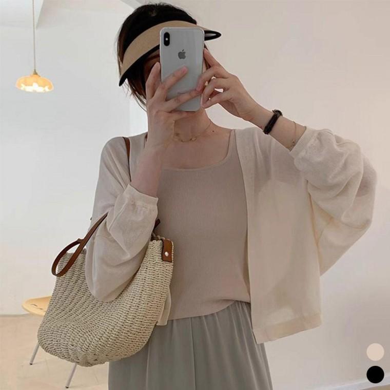 여성 루즈핏 볼레로 베이직 여름 크롭 가디건 여름 가디건 볼레로