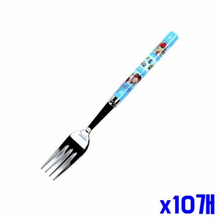 어린이 포크 17.2cm 블루 x10개 스틸포크 식기류