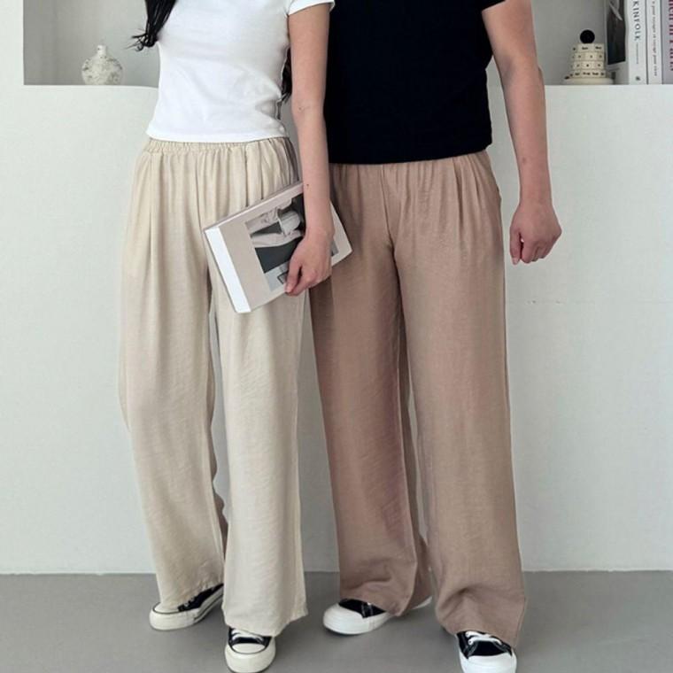 여성여름바지 밴딩 팬츠 시원한 1P 남자시원한바지 편한 여름 와이드 바지 남녀