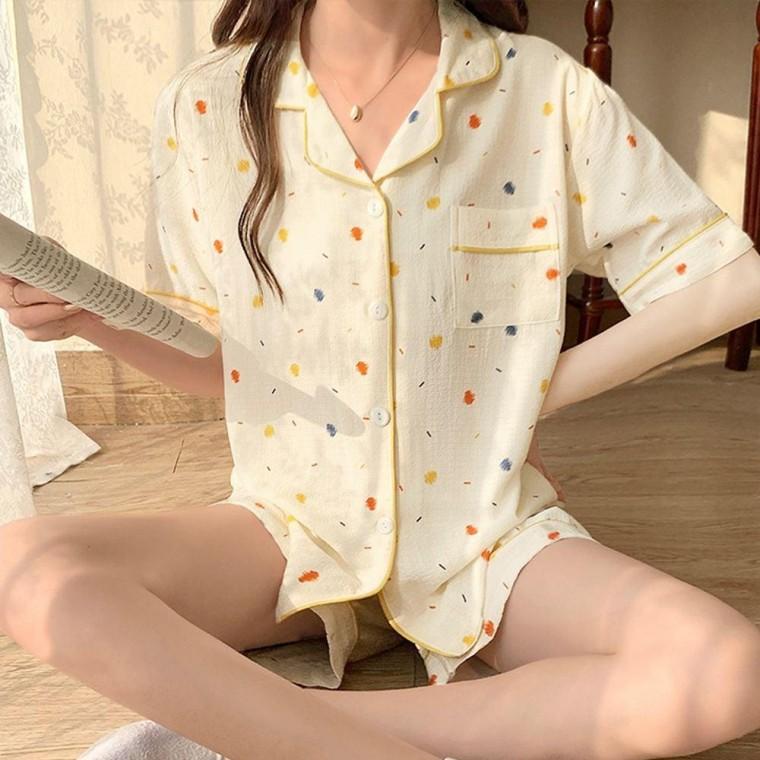 여름잠옷 예쁜 반바지 여성 파자마 잠옷 실내복 여름 세트 반팔