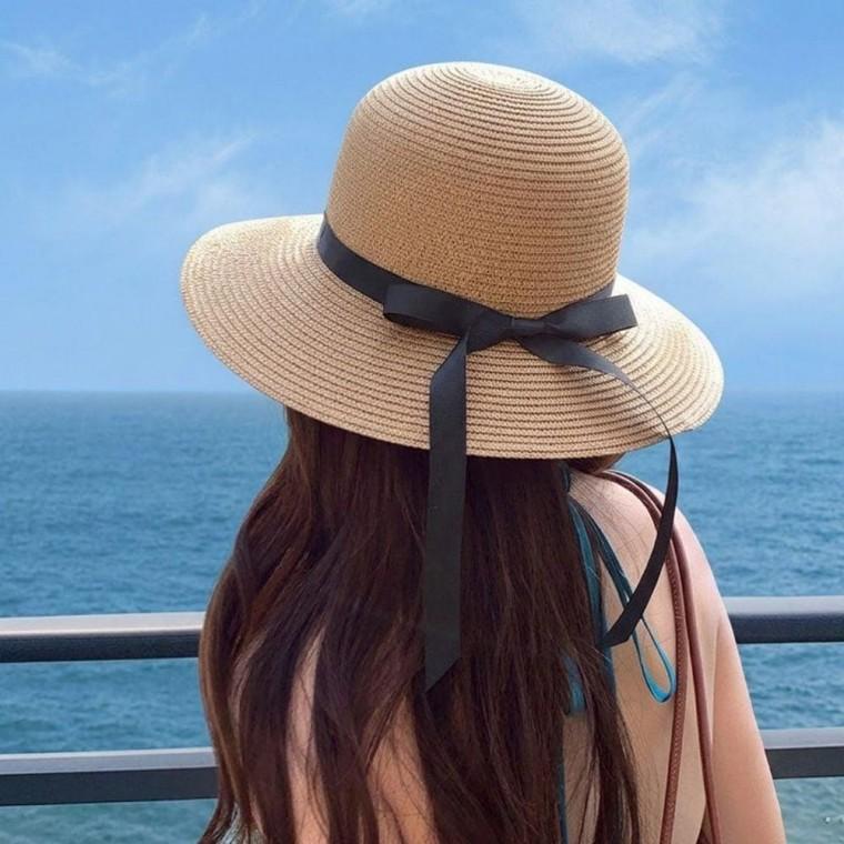 여성 여름 버킷햇 바캉스룩 리본 밀짚 벙거지 2컬러 밀짚모자 여름 모자