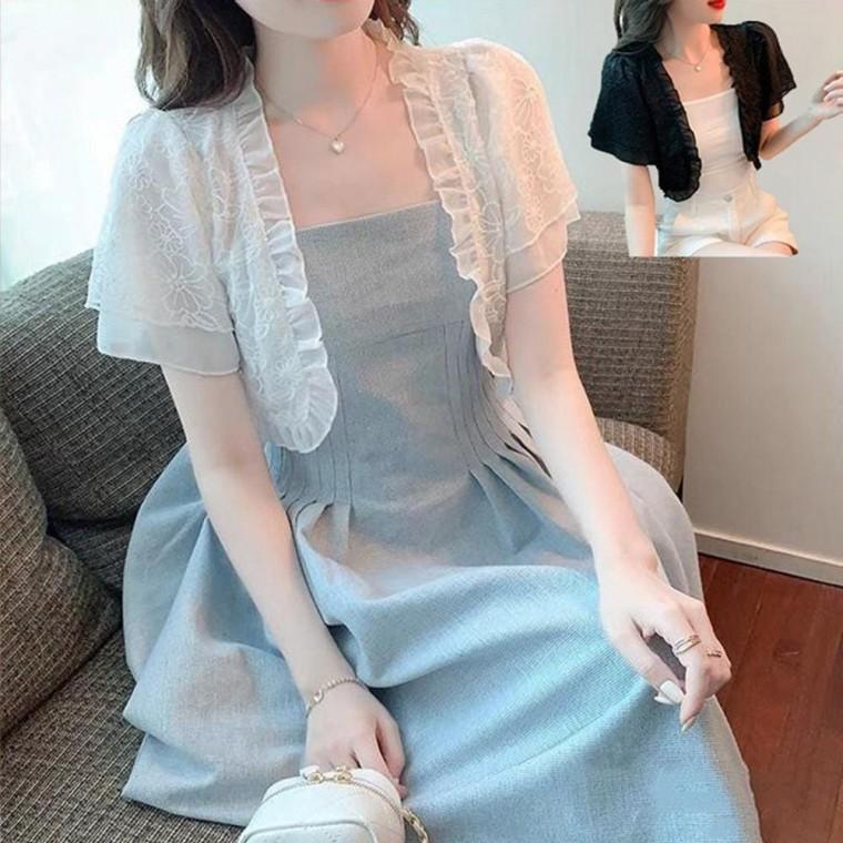 레이스 여름 가디건 루즈핏 코트 여성 자켓 반팔 여름가디건 레이스가디건