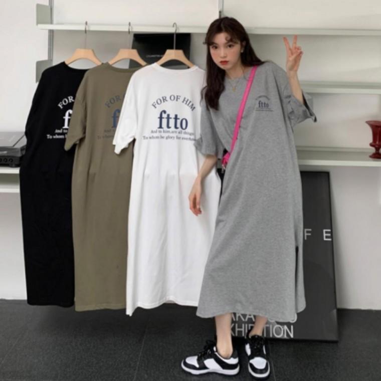 여름원피스 캐주얼원피스 꾸안꾸 여름 ftto 3컬러 롱원피스 레터링 캐주얼 여성