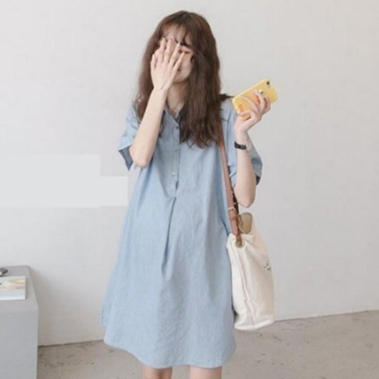 여름임부복 루즈핏 원피스 여름 셔츠 빅사이즈 반팔 여성 임부복 임산부 루즈핏셔츠