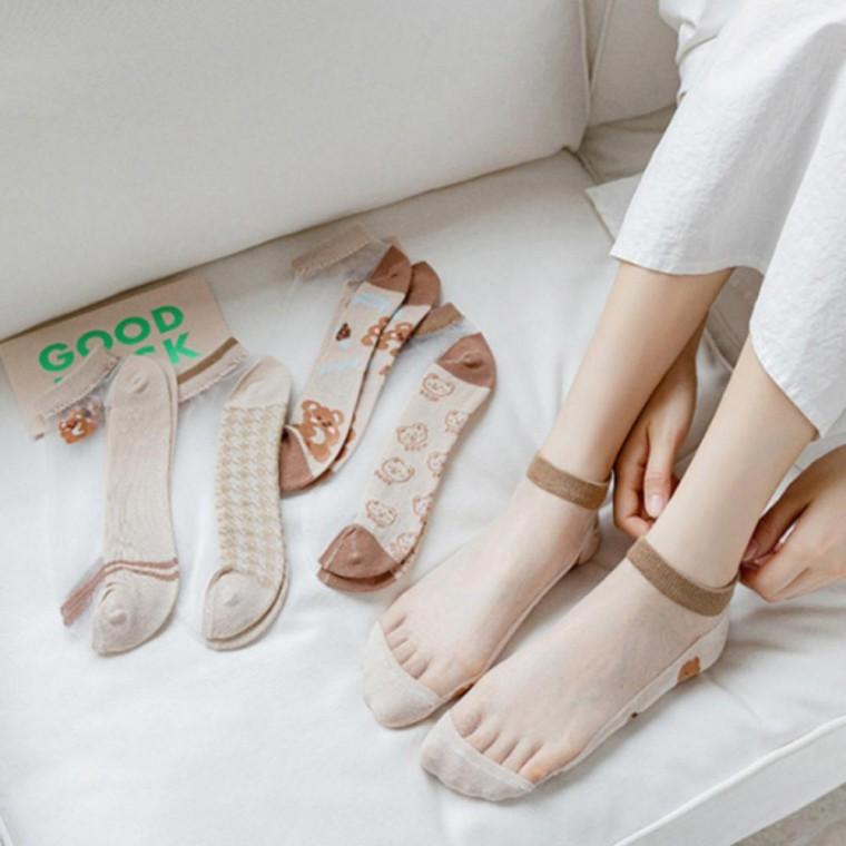 망사양말 시스루 여성 set 5개 컬러 양말 패션 고급 여름 중목 여름양말