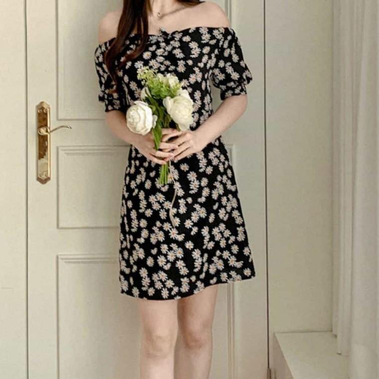꽃무늬 쉬폰 미니 드레스 여름휴양지원피스 여행원피스 셔링원피스 바캉스드레스 여름원피스