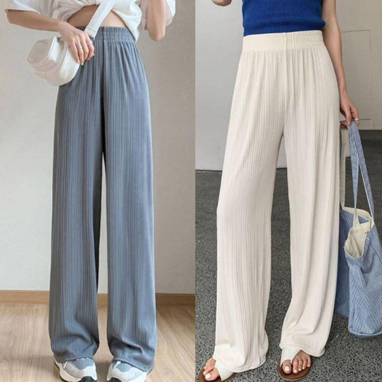 여름 여자 밴딩 와이드 팬츠 1P 데일리 플 주름 바지