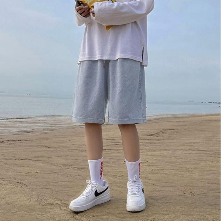 청반바지 남자 와이드 여름 여름반바지 데님팬츠 허리밴딩 남성반바지
