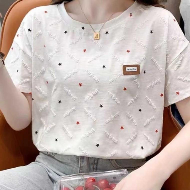 라운드넥티셔츠 데일리티 여름반팔티 캐주얼 별 여름 라운드넥 화사한반팔티