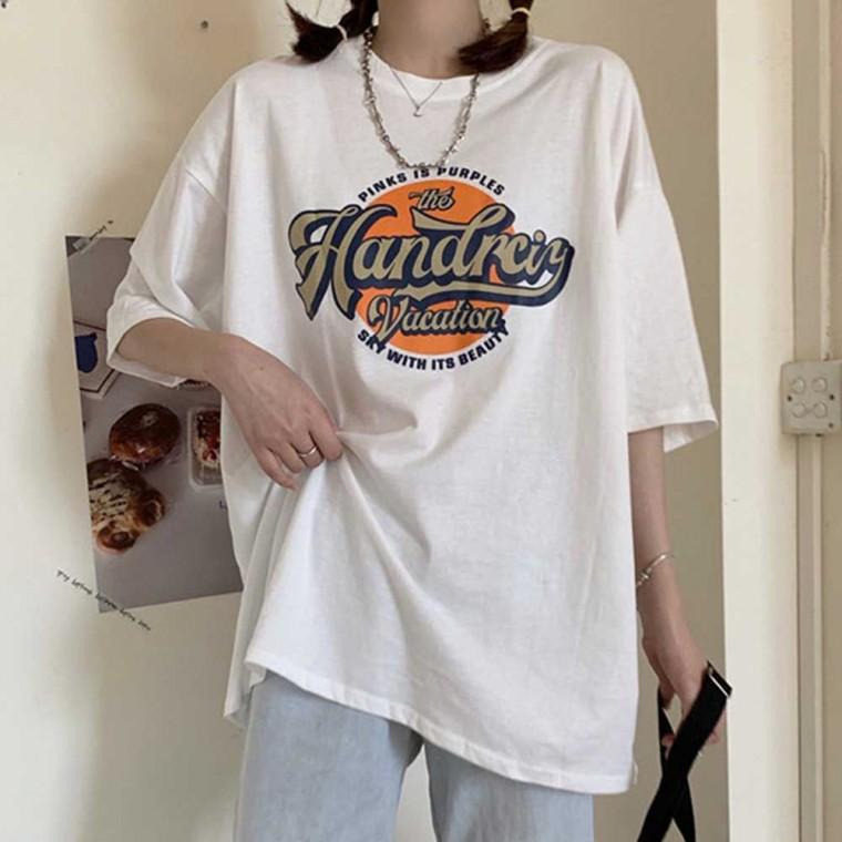 여름 루즈핏 캐주얼룩 스트릿패션 여름티셔츠 반팔티 라운드넥 캠퍼스룩