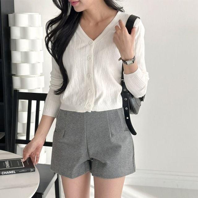브이넥 심플룩 가디건 골지 데일리템 데일리룩 크롭가디건 여름니트 여름내내
