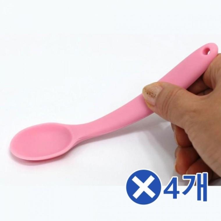 말랑말랑 실리콘 이유식스푼x4개 이유스푼 어린이수저