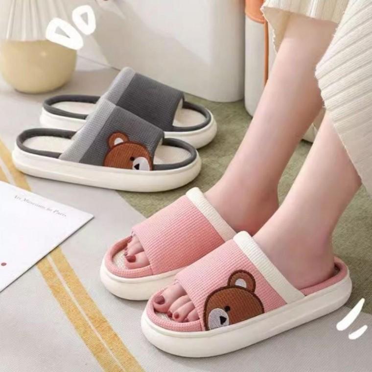 프리미엄 여름 커플 슬리퍼 룸 푹신한 실내화 실내 발편한 곰돌이슬리퍼 면거실화 층간소음슬리퍼 화