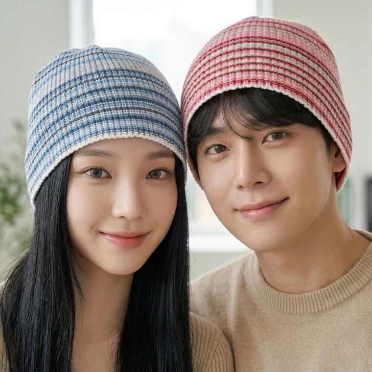 남녀공용 스트라이프 여름비니 여름 비니모자 휴양지 모자 물놀이 모자 남자모자 줄무늬 니트모자
